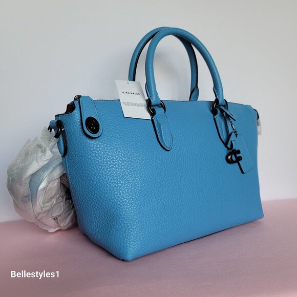 COACH Cara Pebbled Leather Satchel -Pool Color ⭐ - Picture 2 of 16